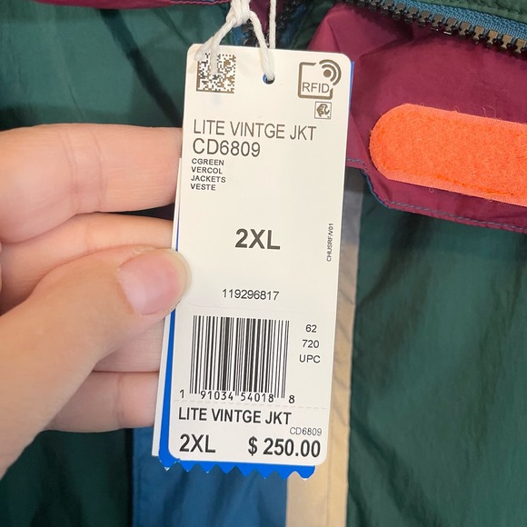 ADIDAS Windbreaker Men 2XL Vintage Atric Lite Colorblock Hoodie Jacket Green NWT - Picture 10 of 14